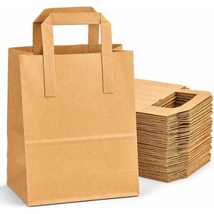 Brown Kraft Paper Bags With Handles Takeaway SOS Bags