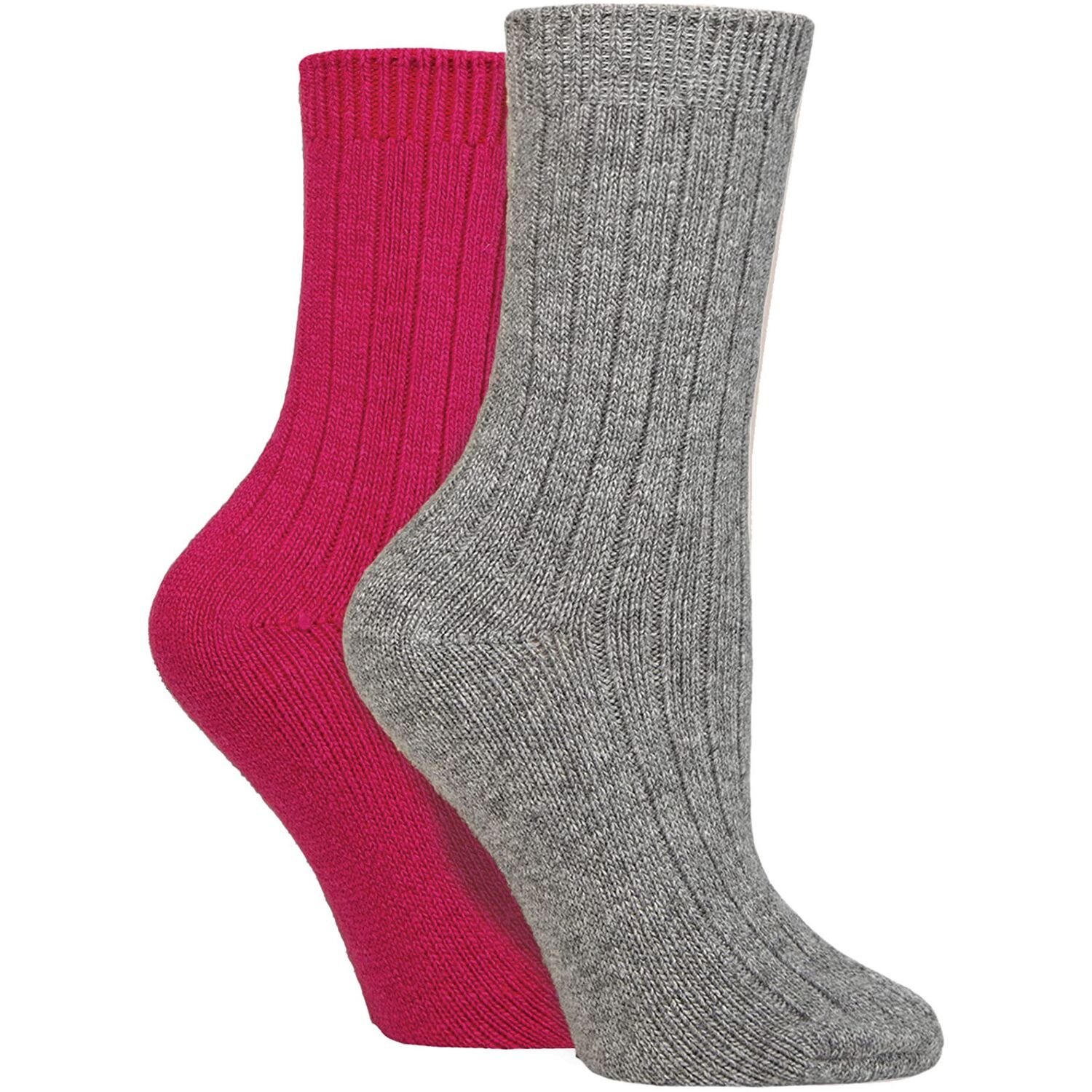 Wildfeet 4 Pack Ladies Cashmere Boot Socks | Breathable Cosy Ribbed Wool Bed Socks - Charcoal