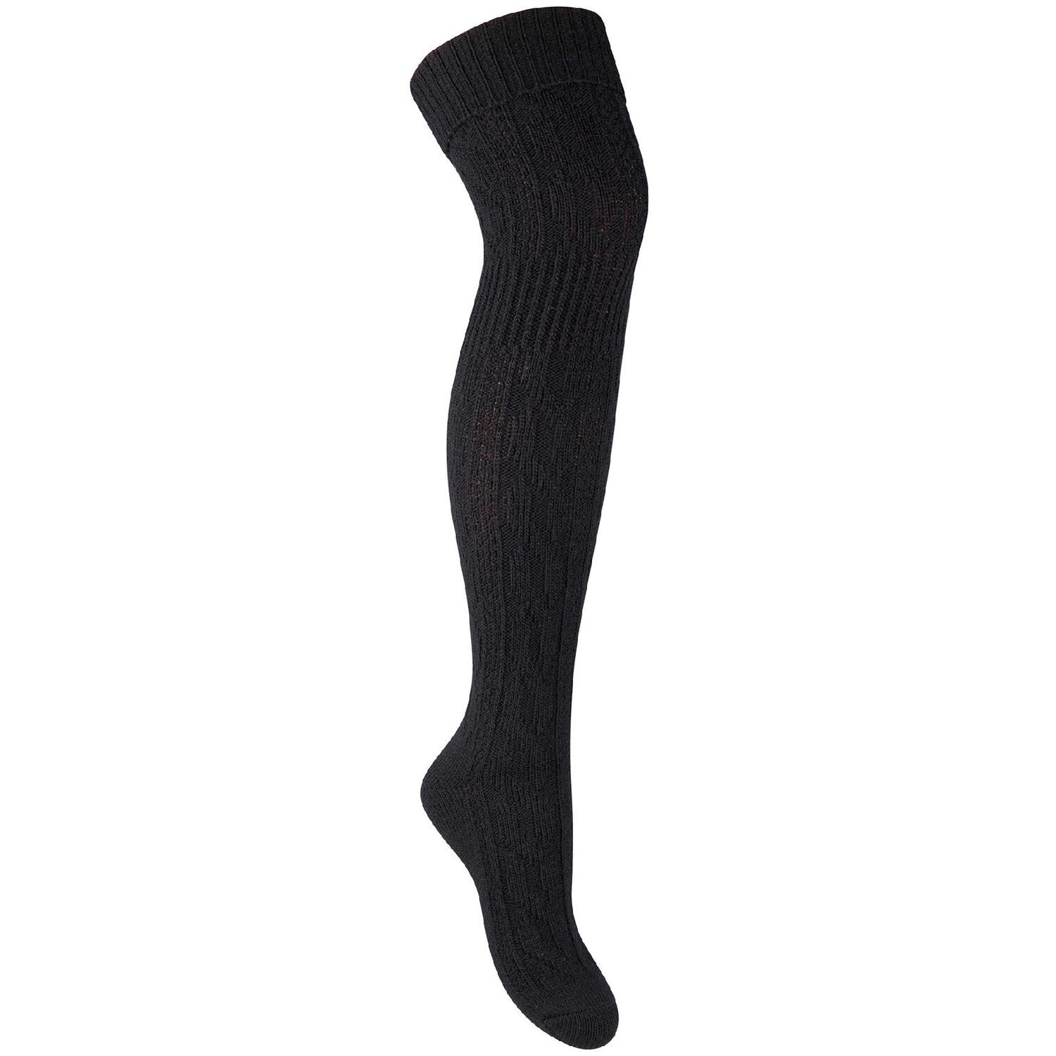 Steven 1 Pack Ladies Over The Knee Wool Socks - Black