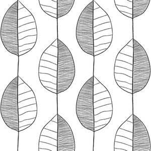 Sample of Fika Leaf Wallpaper in Black and White