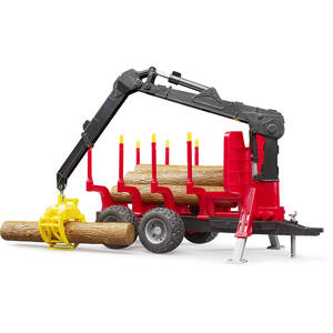 Bruder Forestry trailer with loading crane, 4 trunks and grab Detailed Vehicle & Playset Model