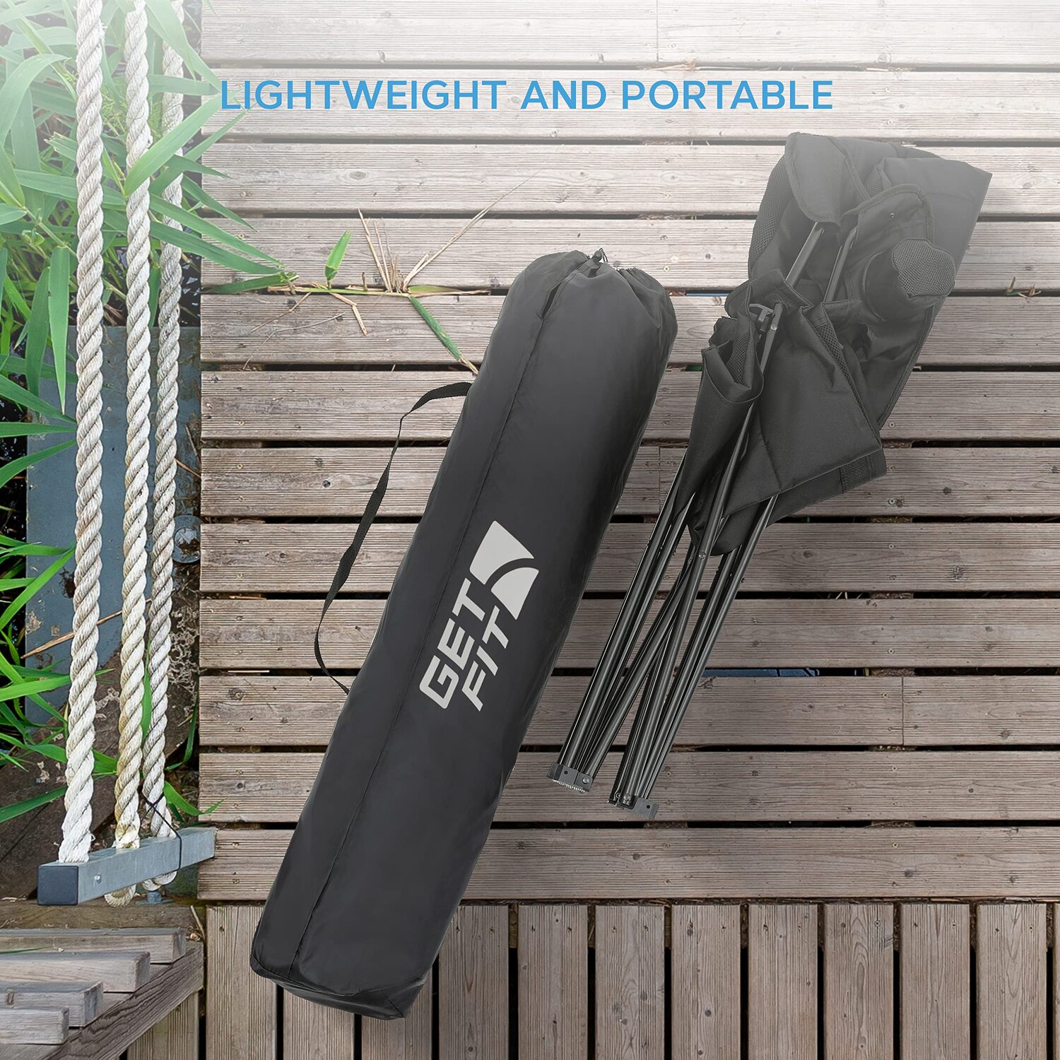 Get Fit Premium Camping Chair Thick Padded Folding Chair For Adults - Black / 6.80Kg