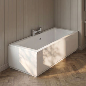 750mm Straight Reversible Bath End Panel and Plinth - Satin White