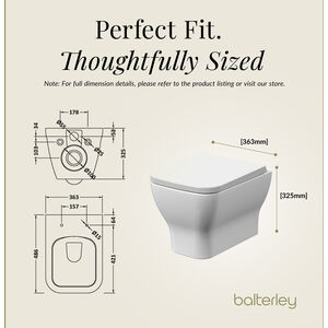 Hilderstone Rimless Wall Hung Toilet Pan, Soft Close Seat