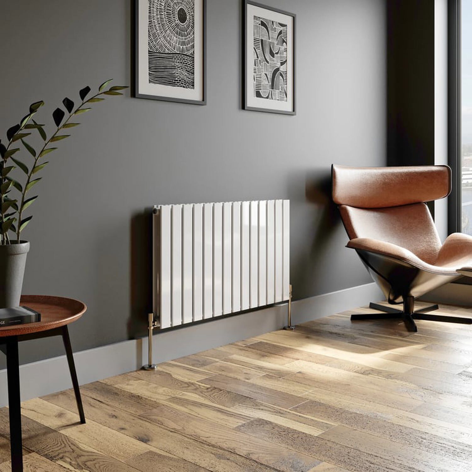 Temprazo Vertical Double Flat Panel Designer Radiator - 1800 X 300Mm White - White / 600Mm / 1060Mm / 66Mm
