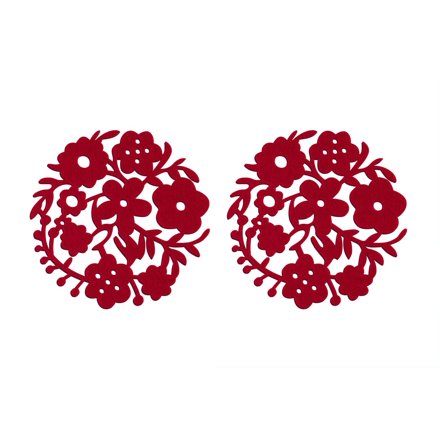 Image of Felt Set Of Two Red Flower&hellip;