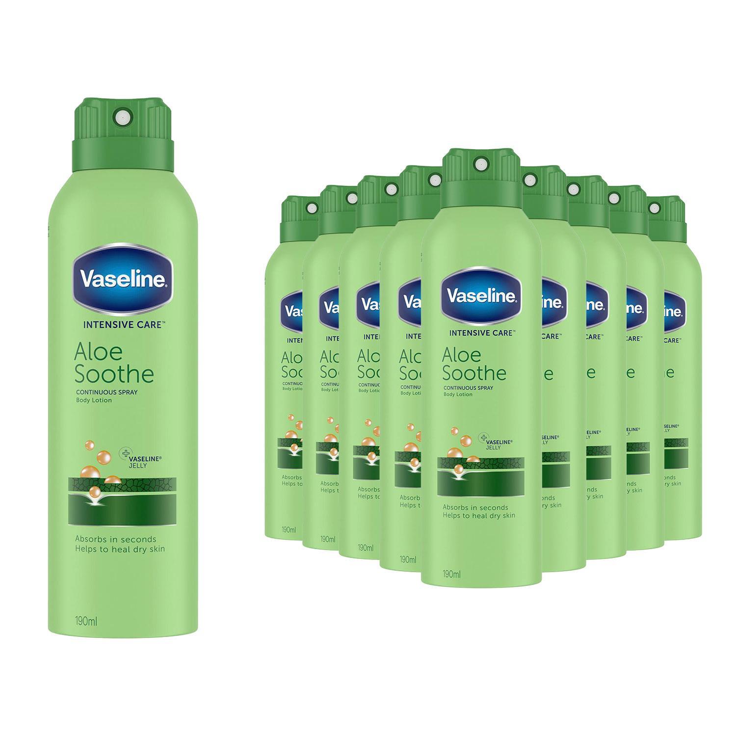 Vaseline Unisex White Intensive Care Spray Body Moisturiser Aloe Soothe, 12 Pack In 190Ml - Image 5
