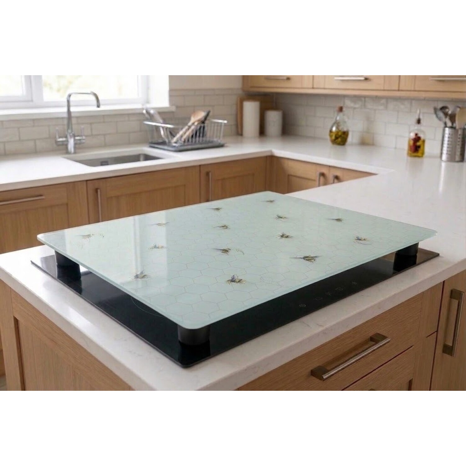 Image of White Honeycomb Bee Hob Cover 52x60Cm&hellip;