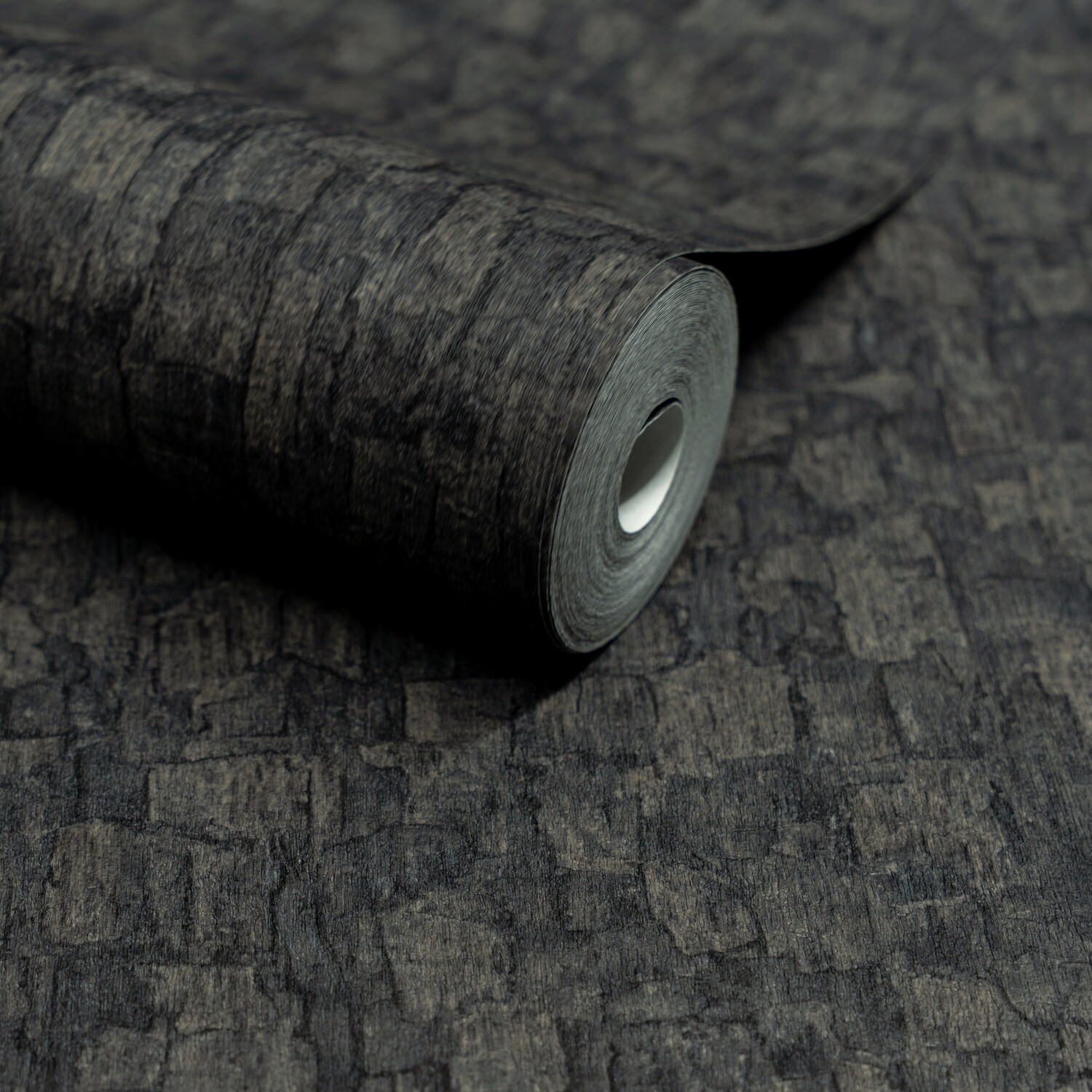Grandeco Boutique Azobe Cork Effect Embossed Wallpaper - Black