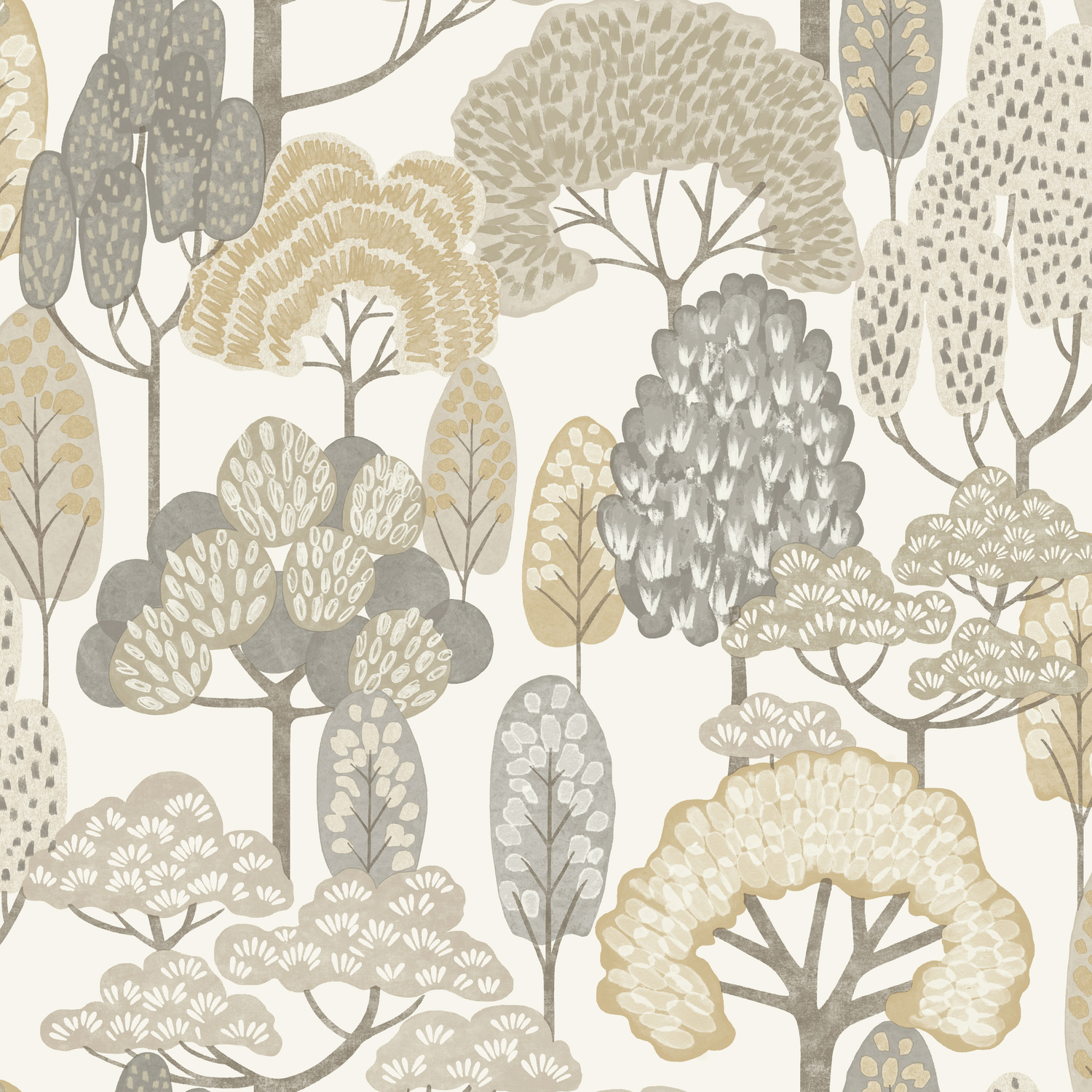 Grandeco Happy Trees Brushstroke Nursery Textured Wallpaper - Beige