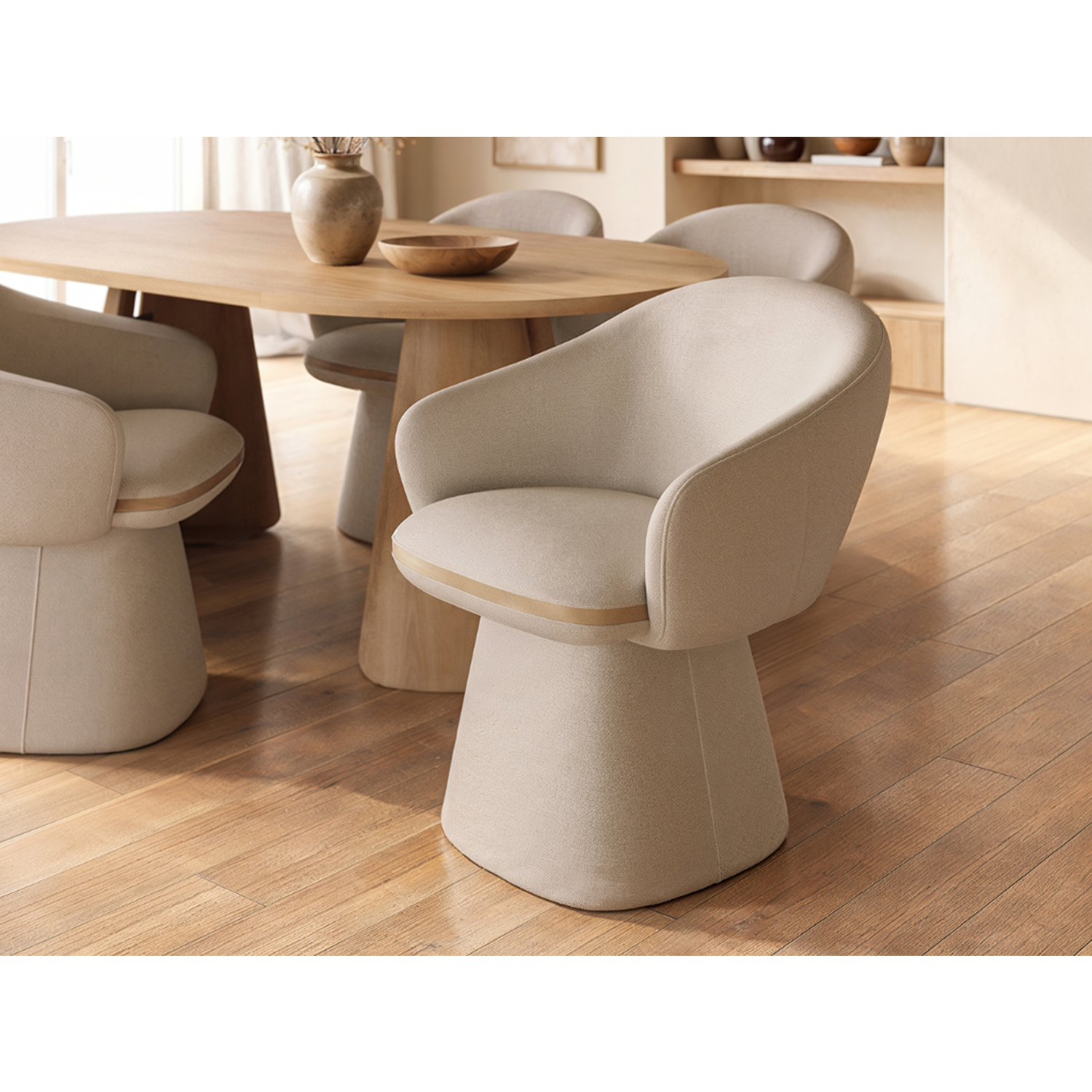 Solace+Co Sylvia Curved Back Upholstered Dining Chair - Beige