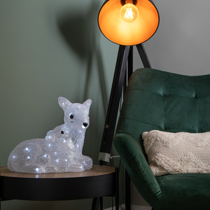 27cm Battery Powered Light up Ice Frosted Christmas Doe & Fawn with LEDs