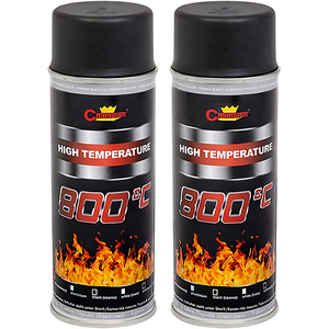 2 x 400 mL Black RAL 9011 Heat-Resistant Enamel Spray Paint Silicone-Based Up to 800 C