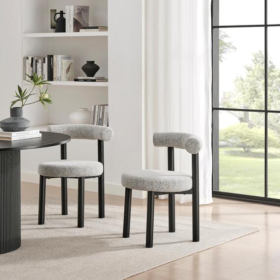 2x Isola Fabric Dining Chairs Black Legs