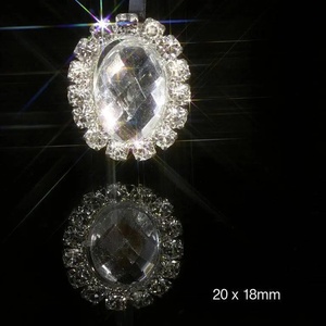 Pack of 10 Elegant Oval Diamante Embellishments with Crystal Effect Centre