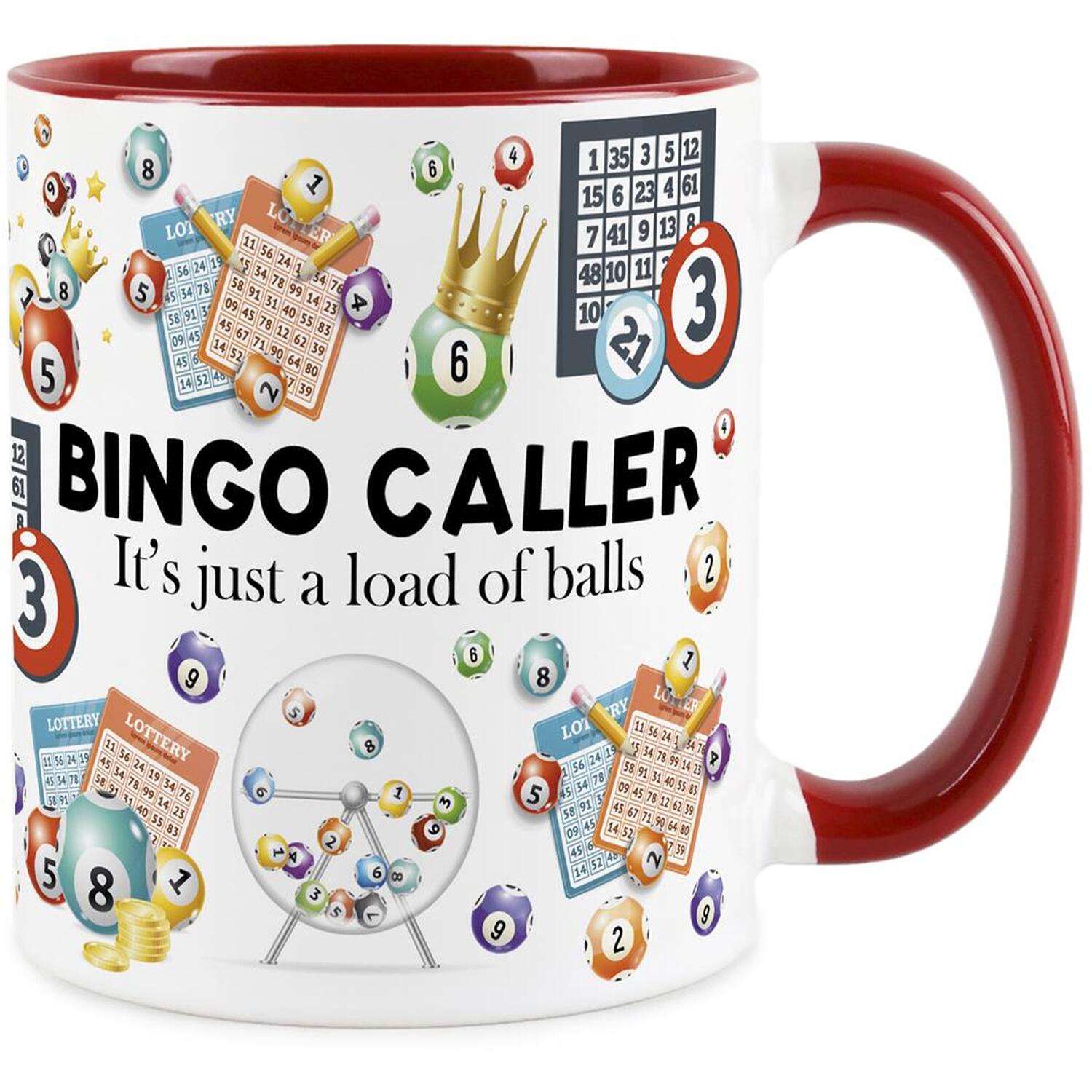 Purely Home Novelty Bingo Caller Red Mug - Coffee/Tea Ceramic Cup Gift - Red