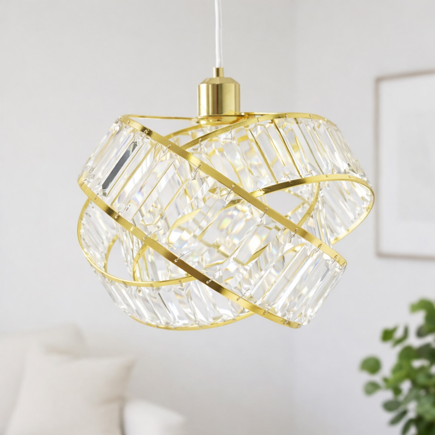 Voltico Crystal Effect 3-Tier Easy-Fit Pendant Lampshade - Gold