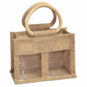 2 Jar Natural Jute Bag with Handles for jam jars, chutneys and preserves