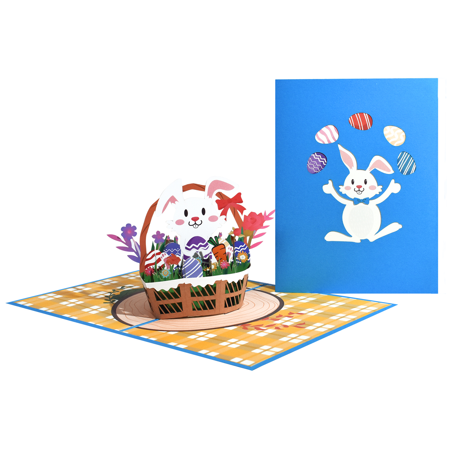 Brightfeel Bunny Basket Surprise 3D Pop Up Easter Card - White