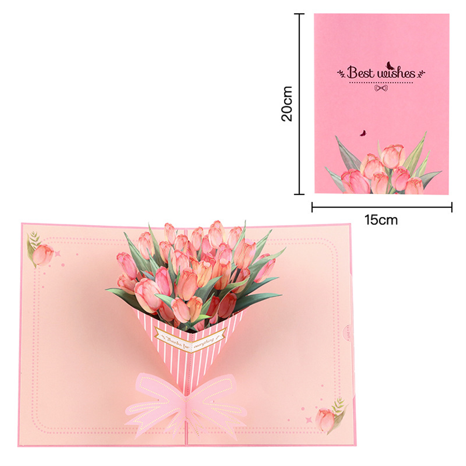  - Golden Tulip Bouquet 3D Pop Up Greeting Card - Image 3
