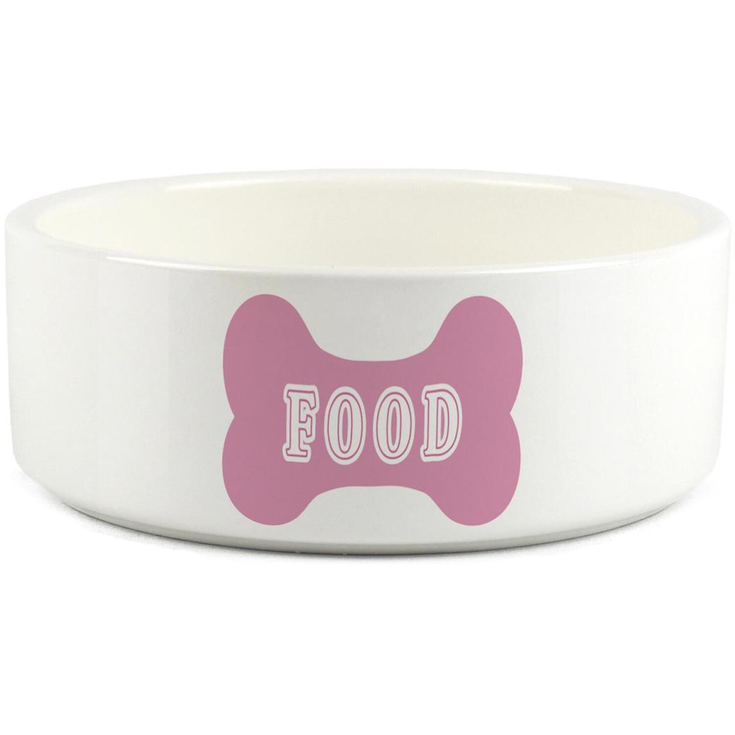 Pink Dog Bone Food Bowl - Small Ceramic 500ml Dish Gift for Dogs - Image 2