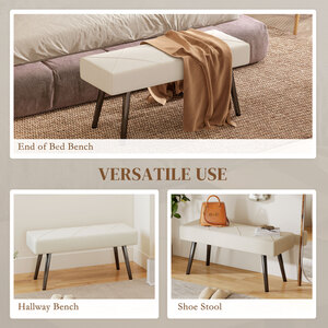 HOMCOM Upholstered Hallway Bench with X-Shape Design and Legs, Cream