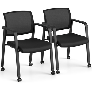 Costway Set of 2 Stackable Conference Room Chairs with Wheels