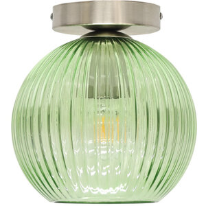 Betchley Green Ribbed Glass Globe Satin Nickel Ceiling Light Fitting