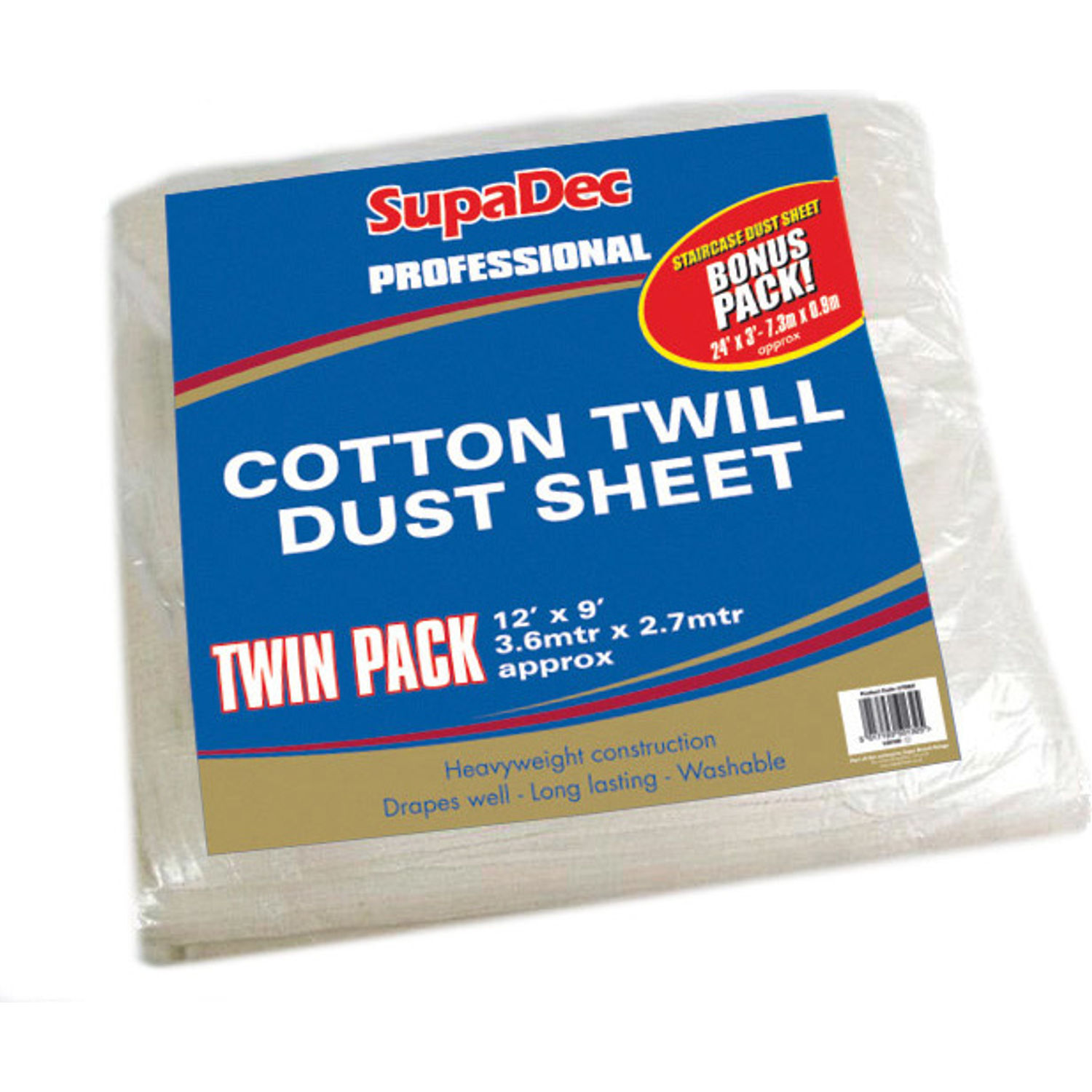 Supadec Pro Cotton Twill Dust Sheets (Pack Of 2) - White