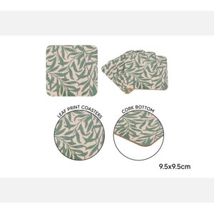 Leaf Coasters Green MDF and Cork Pack of 40