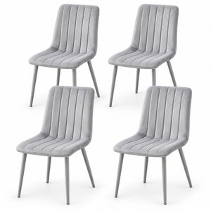 Grey Velvet Dining Chairs Set of 4 Upholstered Kitchen Chairs Dining Room Furniture