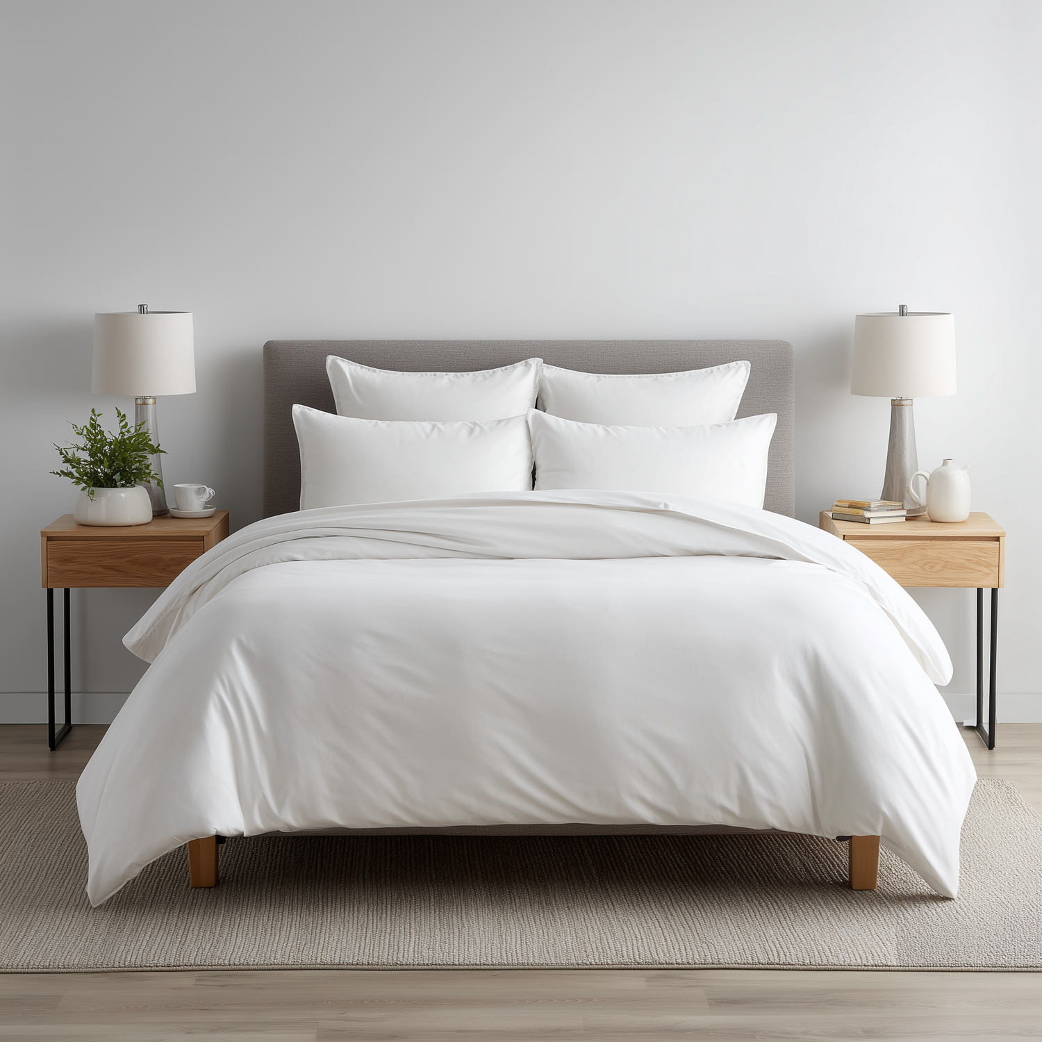 Snug City Luxury 200Tc Duvet Cover And Pillowcases Set Bed Linen - White / Superking