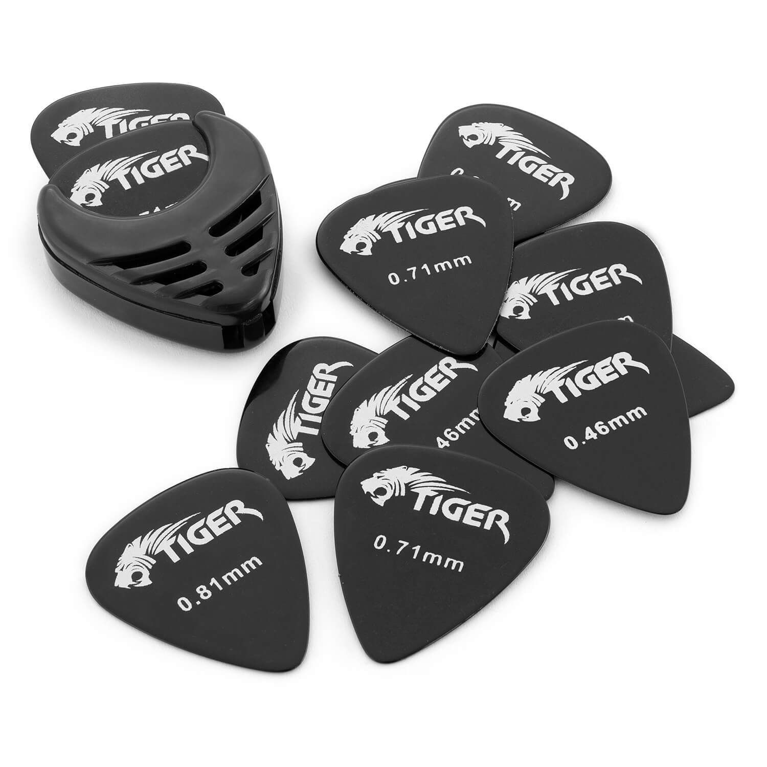 Tiger Music Gac56-Bk Pack Of 12 Guitar Picks & Pick Holder - Variety Of Gauges - Neutral - Image 2