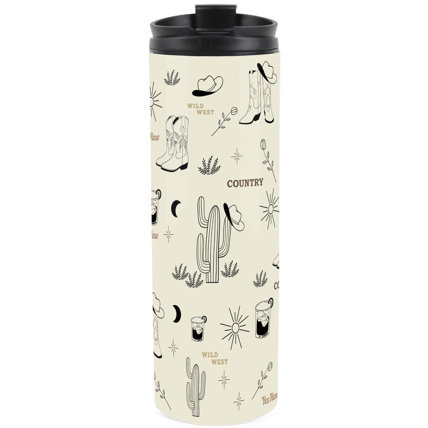 B&Q -  Wild West Country Travel MugGifts For Country & Western FansStainless Steel Vacuum-Sealed Double-Walled Hot/cold Drink Flask - Image 3