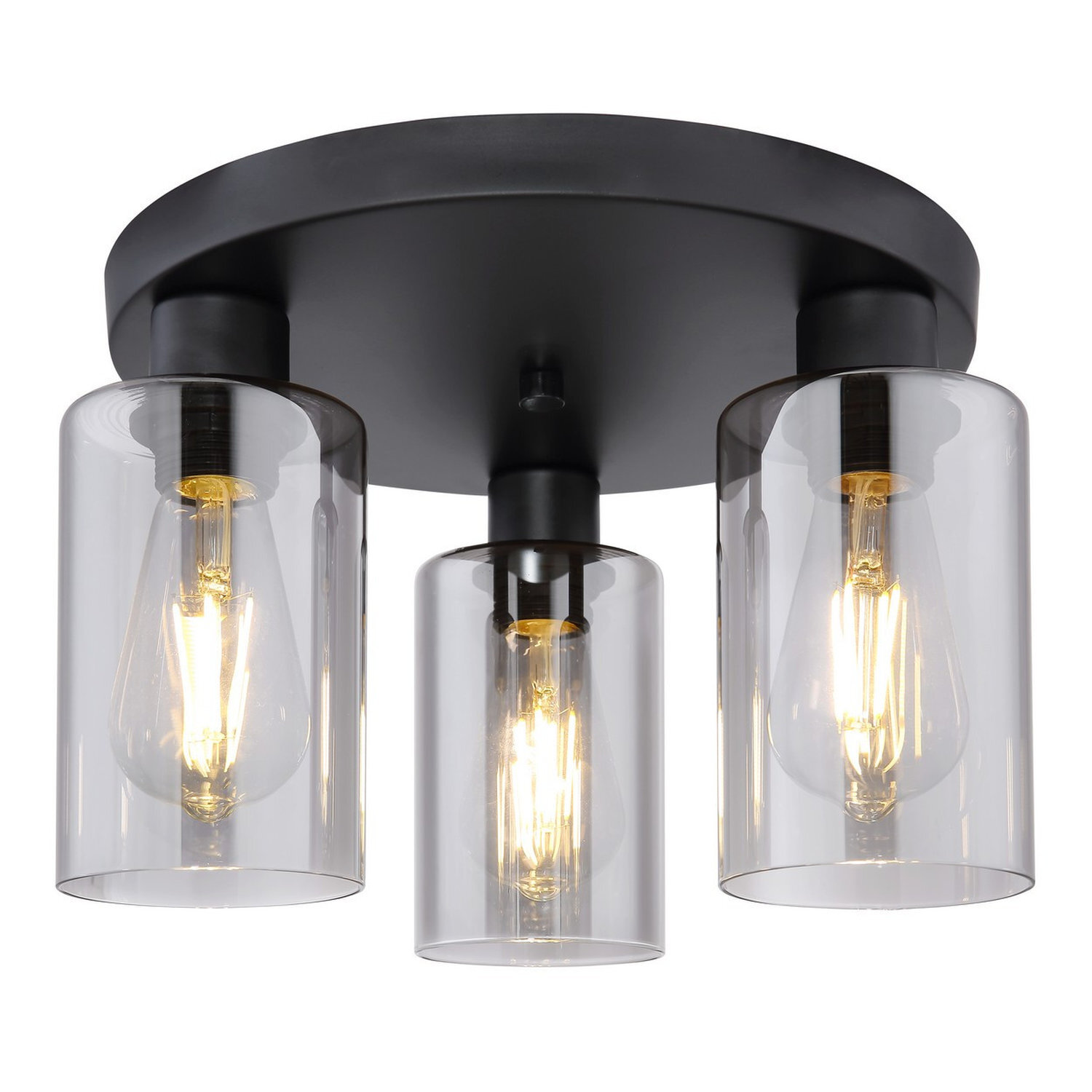 Netlighting Unisex Black Hadera Shade Cluster Ceiling Light Matt Smoke Glass Shade 3X E27 Size 3 - Image 2