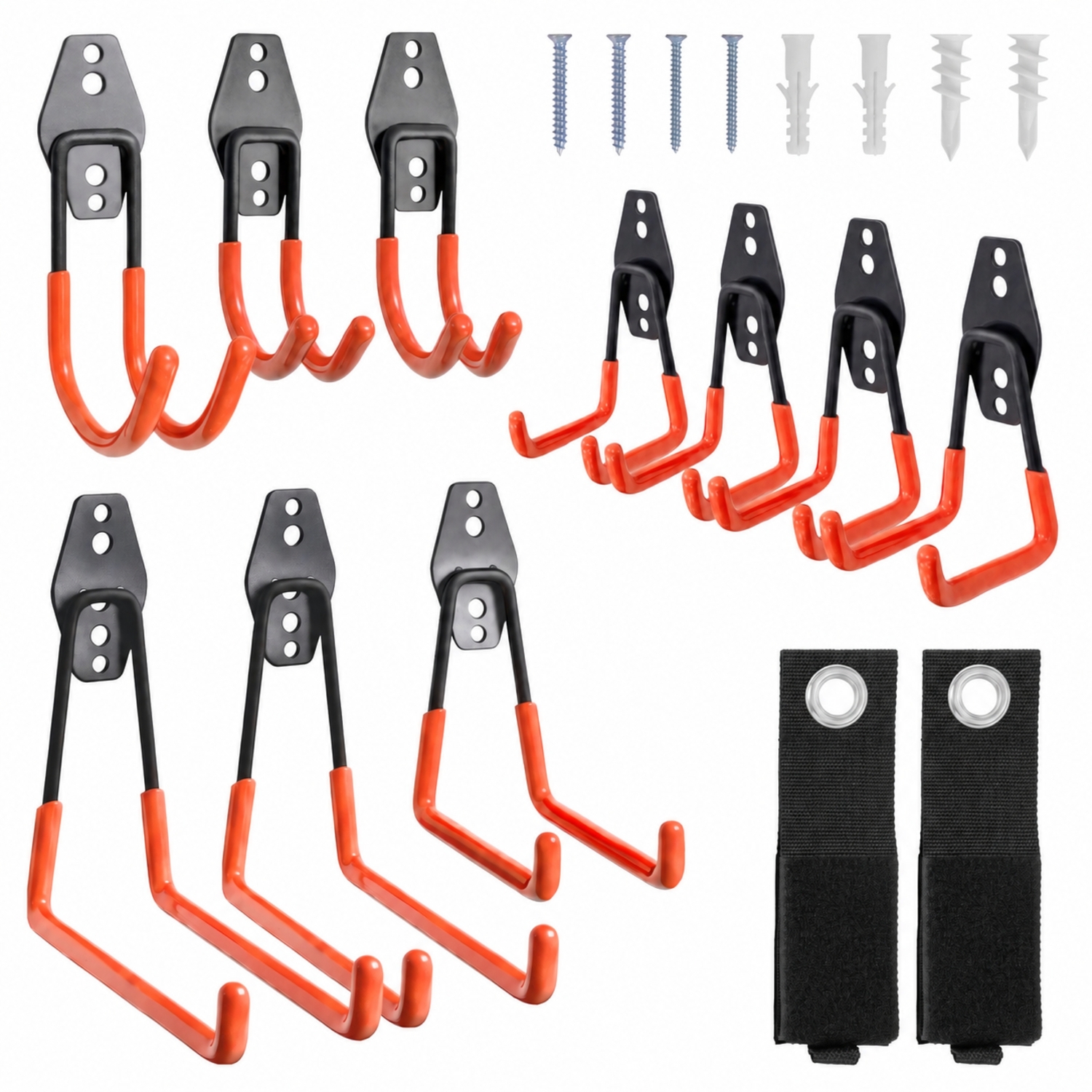 Harbour Housewares Black/Orange 12 Piece Garage Hook Set - 5 Sizes - Image 5
