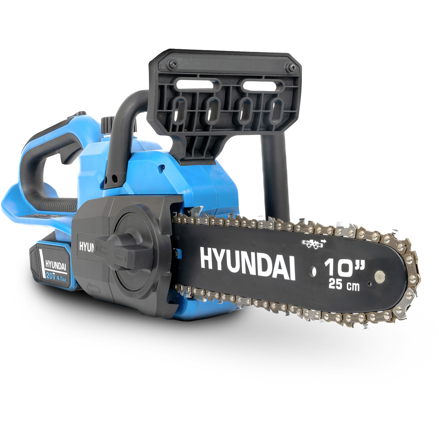 Hyundai Power Products Unisex Blue Hyundai 10" Cordless Chainsaw 20V Li-Ion 4Ah Battery & Charger In 25Cm - Image 2