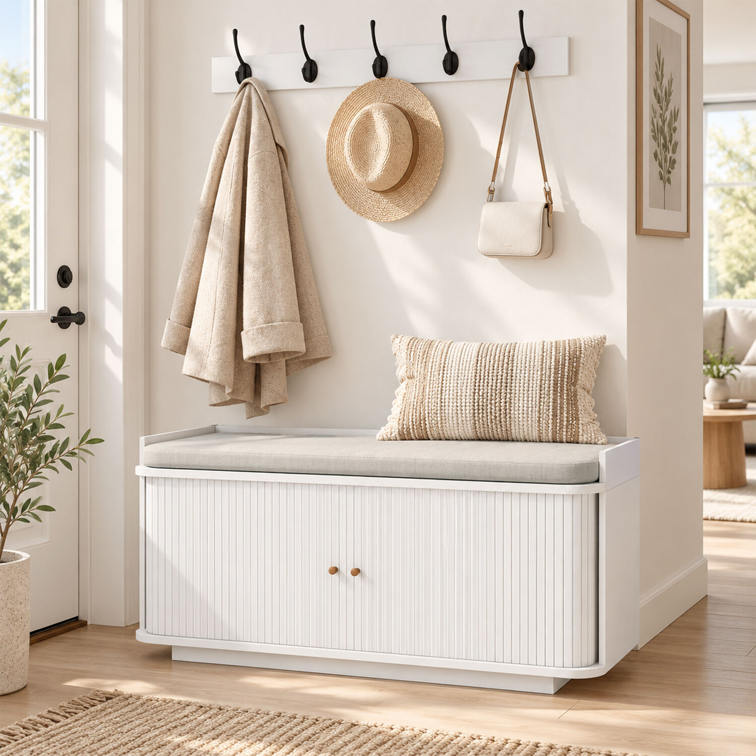 HOMCOM Hallway Furniture Set with Shoe Bench and Coat Rack