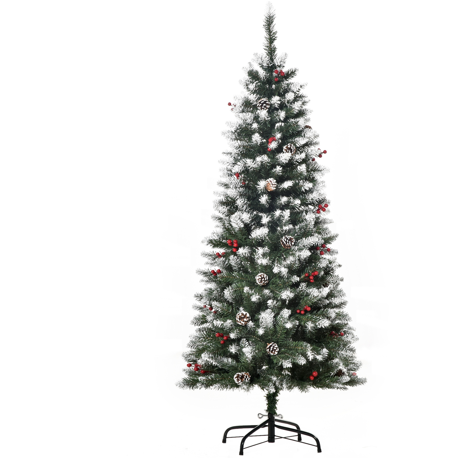 Aka 5Ft Artificial Pencil Christmas Tree, Berries, Pinecones ,Green