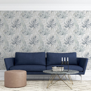 Arthouse Chalky Tropical Design Soft Navy Wallpaper