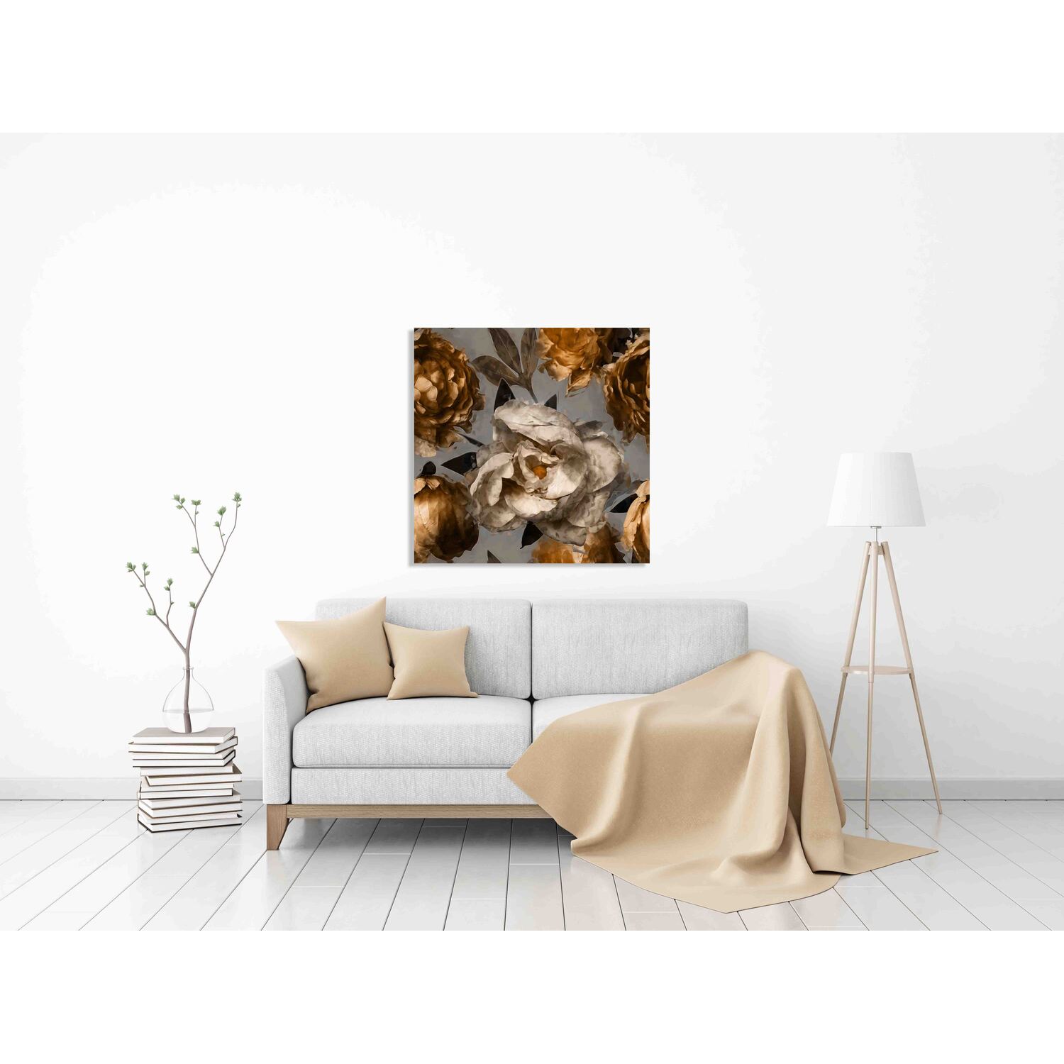 Vintage Floral Graphic Art on Canvas - Yellow / 101cm / 127cm
