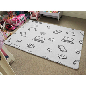 Internet Related Doodle Pattern Designer Rug