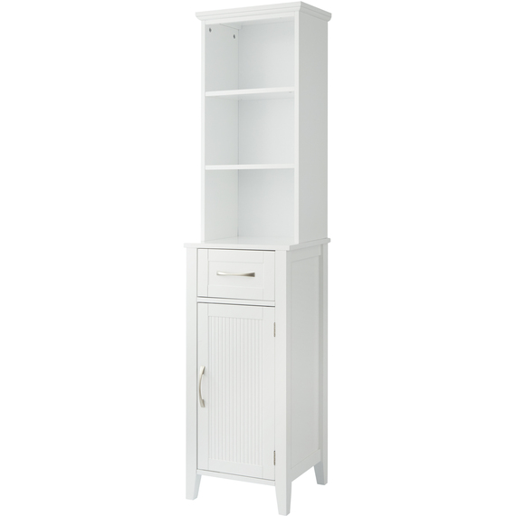 Teamson Home Wooden Bathroom Furniture Tower Cabinet White EHF-F0006