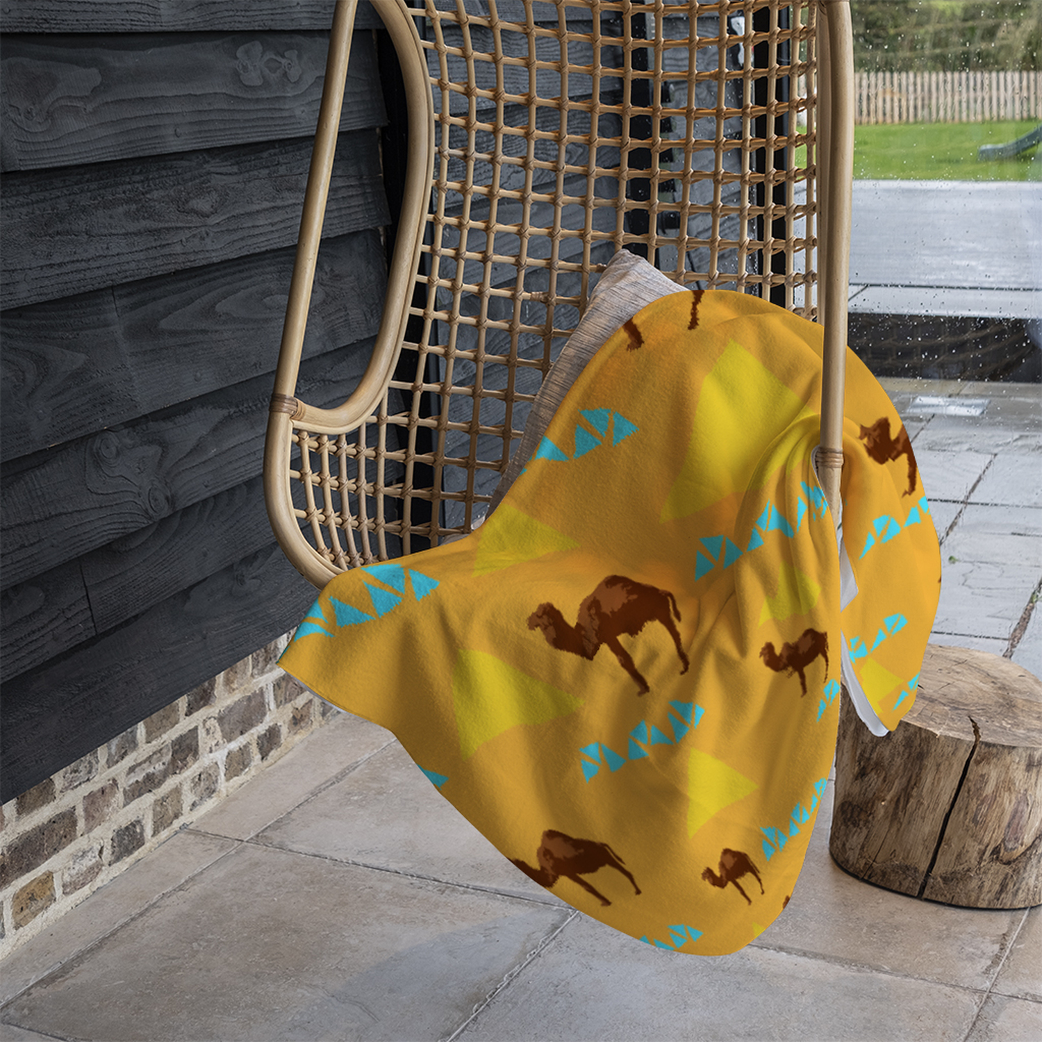 Pattern With Camels Blanket - Orange