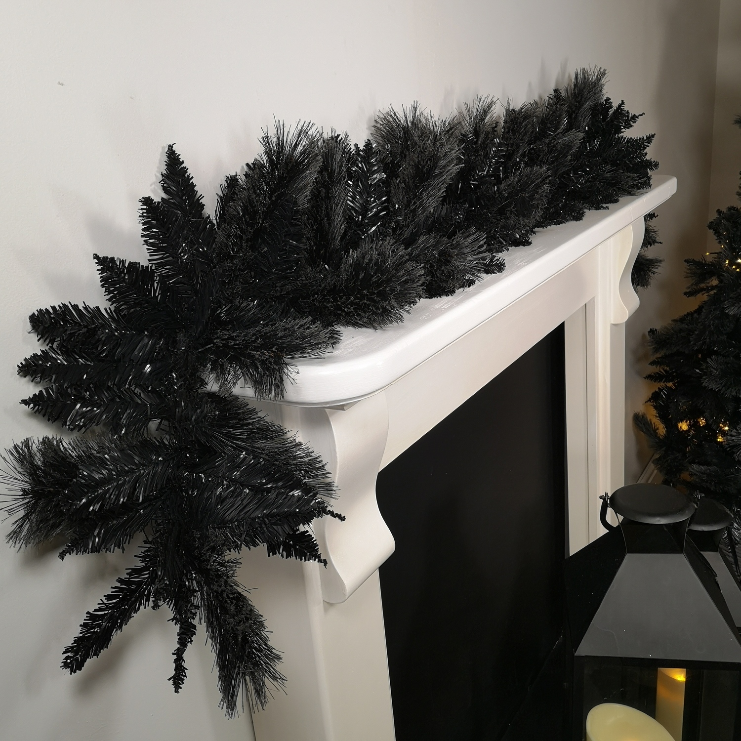 1.8m Premier PVC Plain Black Tipped Artificial Christmas Halloween Garland - Black