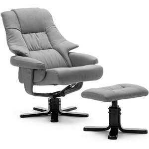 Sorento Swivel Recliner Linen Fabric Chair with Foot Stool