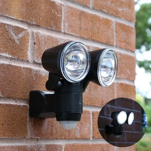 Outdoor Security Twin Head Spot Light with PIR Motion Sensor