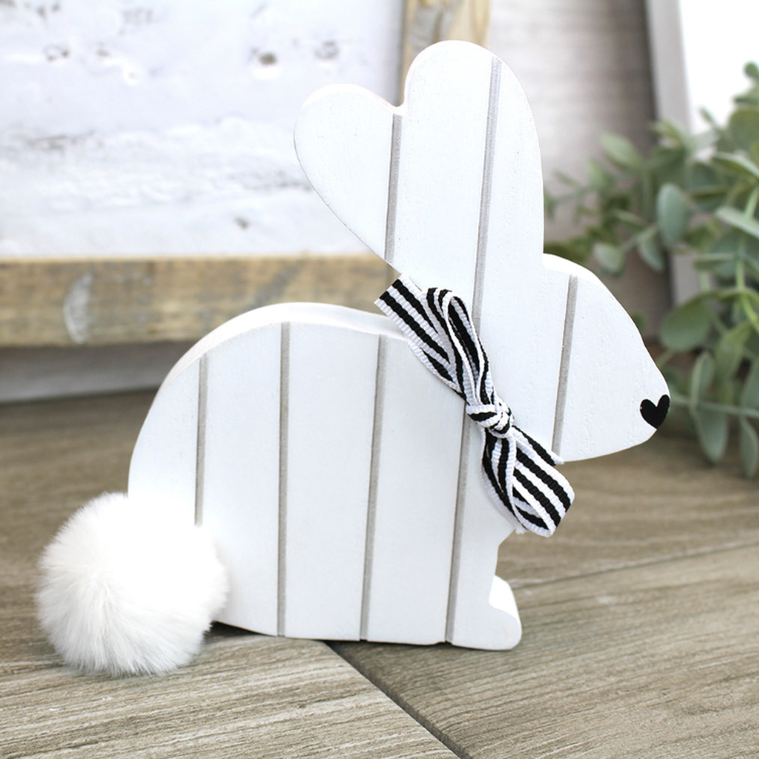 Block Rabbits Wood Bunny Decorative Wooden Block