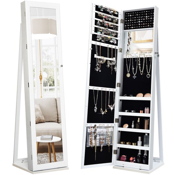 Costway Jewellery Cabinet Armoire Full-Length Mirrored 