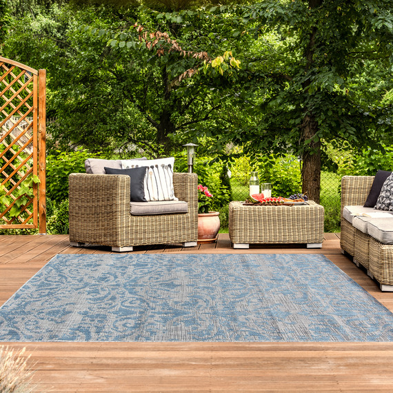 Vintage Floral Flatweave Indoor Outdoor Rug